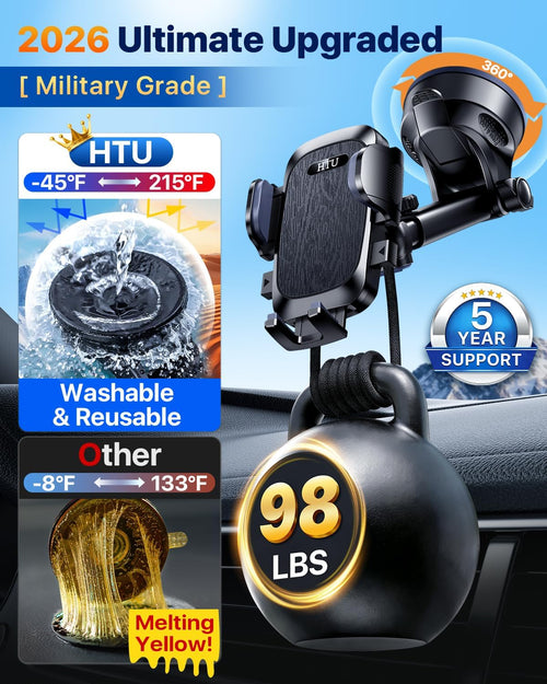 Revolutionary Military-Grade Car Phone Mount with 360° Rotatable Suction - Ultimate Stability for iPhone 17 Pro Max & Samsung Galaxy