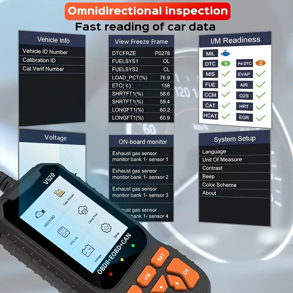 OBD2 Scanner Live Data Professional Mechanic OBDII Diagnostic Code Reader Tool for Check Engine Light Cloud Printing Daul UI Mode Fathersdaygift - HardPrix .com