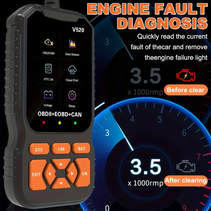 OBD2 Scanner Live Data Professional Mechanic OBDII Diagnostic Code Reader Tool for Check Engine Light Cloud Printing Daul UI Mode Fathersdaygift - HardPrix .com
