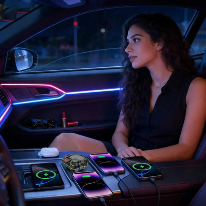 【Summerfinds】Pd 20W Type-C Car Charger & Bluetooth 5.3 FM Transmitter, Wireless MP3 Player with Dual USB Ports, Bass Sound Enhancer, RGB Glowing Radio Adapter, Hands-Free Calls, Car Accessories & Road Trip Essentials, Compatible with 12V-24V - HardPrix .com