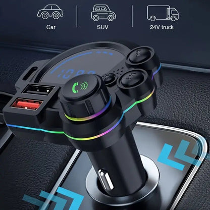 【Summerfinds】Pd 20W Type-C Car Charger & Bluetooth 5.3 FM Transmitter, Wireless MP3 Player with Dual USB Ports, Bass Sound Enhancer, RGB Glowing Radio Adapter, Hands-Free Calls, Car Accessories & Road Trip Essentials, Compatible with 12V-24V - HardPrix .com