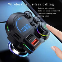 【Summerfinds】Pd 20W Type-C Car Charger & Bluetooth 5.3 FM Transmitter, Wireless MP3 Player with Dual USB Ports, Bass Sound Enhancer, RGB Glowing Radio Adapter, Hands-Free Calls, Car Accessories & Road Trip Essentials, Compatible with 12V-24V - HardPrix .com
