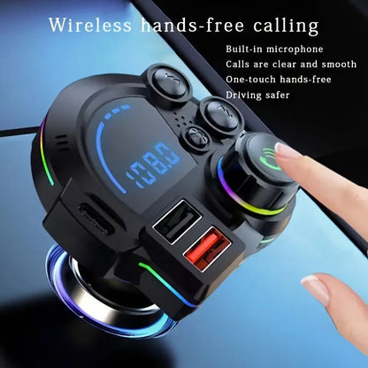 【Summerfinds】Pd 20W Type-C Car Charger & Bluetooth 5.3 FM Transmitter, Wireless MP3 Player with Dual USB Ports, Bass Sound Enhancer, RGB Glowing Radio Adapter, Hands-Free Calls, Car Accessories & Road Trip Essentials, Compatible with 12V-24V - HardPrix .com